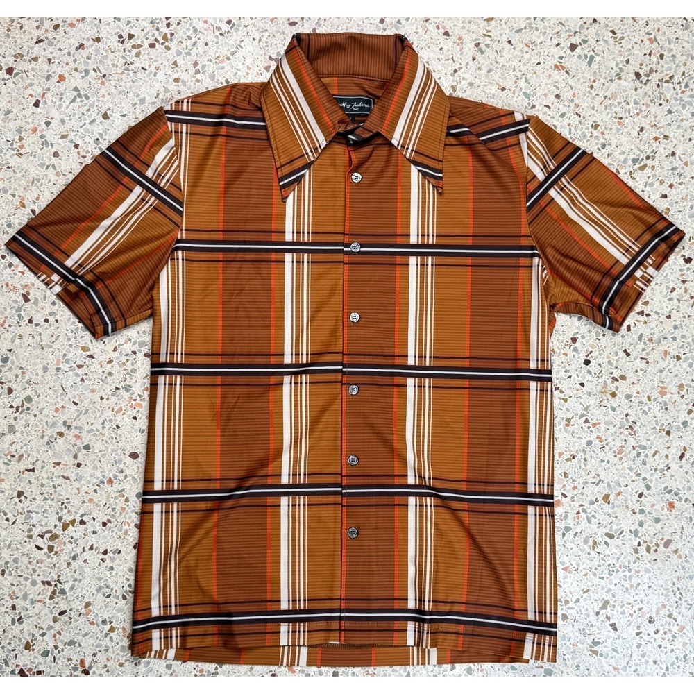 Dorothy Zudora‎ Men's 70's Style Butterfly Collar Short Sleeve Shirt Size Medium